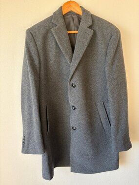 Calvin Klein Gray Wool Blend Overcoat – Men's 40R